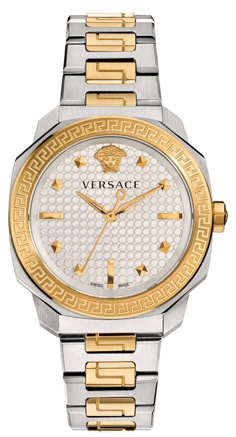 versace gold silver watch|Versace watches with diamond.